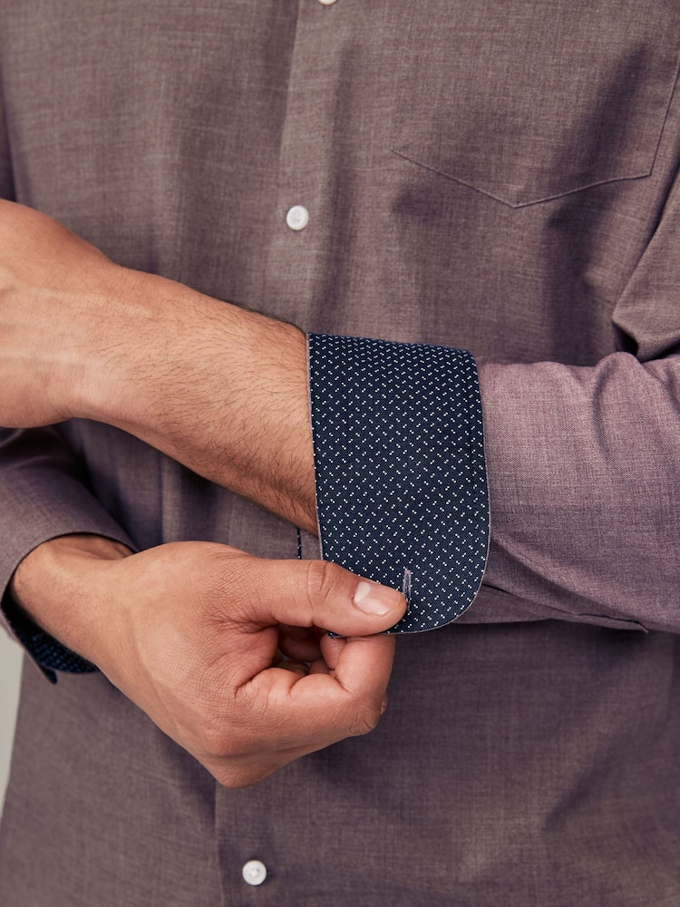 Damson Pink Marl Regular Fit Button Down Easy Iron Oxford Shirt - Image 5 of 6
