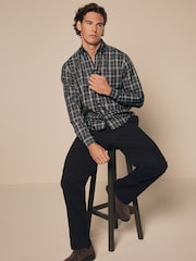 Grey Check Regular Fit Easy Iron Long Sleeve Single Cuff Oxford Shirt - Image 2 of 7