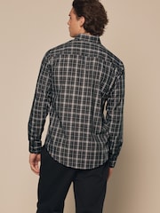 Grey Check Regular Fit Easy Iron Long Sleeve Single Cuff Oxford Shirt - Image 3 of 7