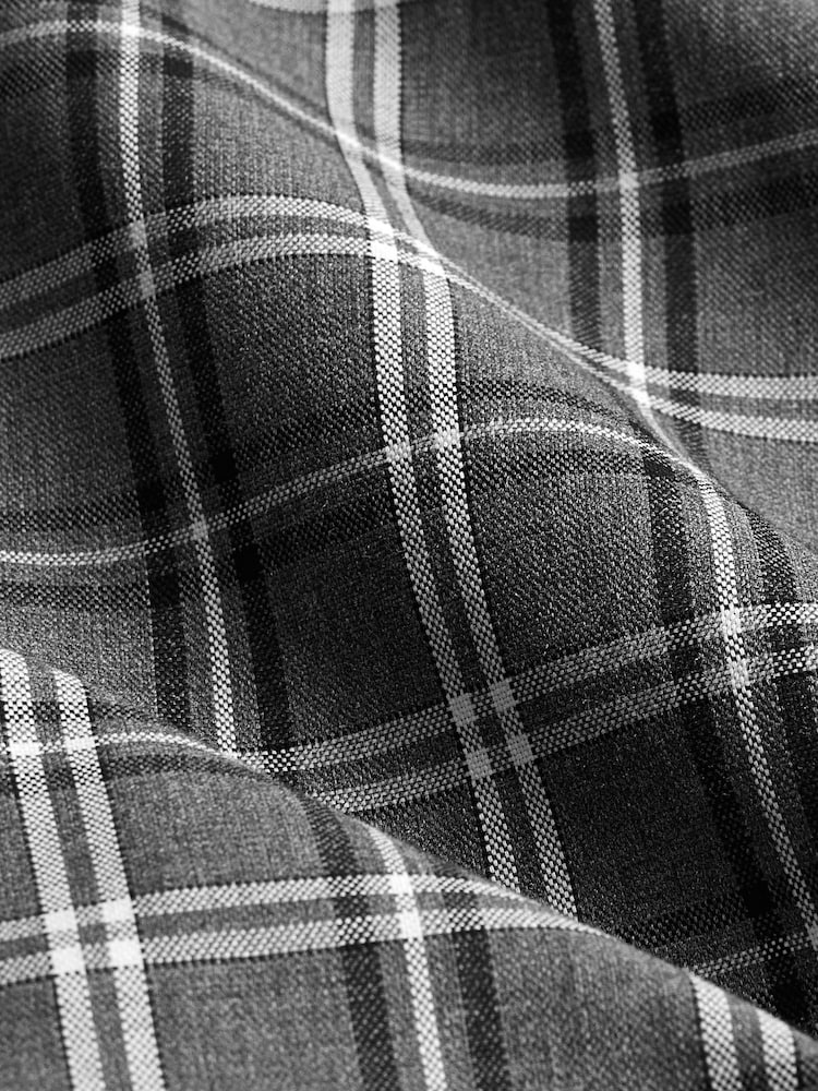 Grey Check Regular Fit Easy Iron Long Sleeve Single Cuff Oxford Shirt - Image 7 of 7