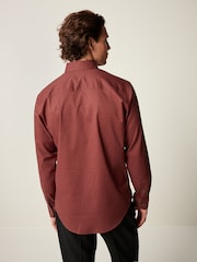 Burgundy Red Geometric Regular Fit Easy Iron Button Down Oxford Shirt - Image 3 of 9