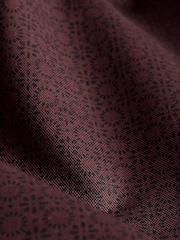 Burgundy Red Geometric Regular Fit Easy Iron Button Down Oxford Shirt - Image 9 of 9