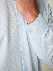 Light Blue Diamond Jacquard Regular Fit 100% Cotton Trimmed Formal Shirt - Image 7 of 10
