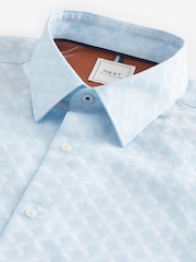 Light Blue Diamond Jacquard Regular Fit 100% Cotton Trimmed Formal Shirt - Image 9 of 10