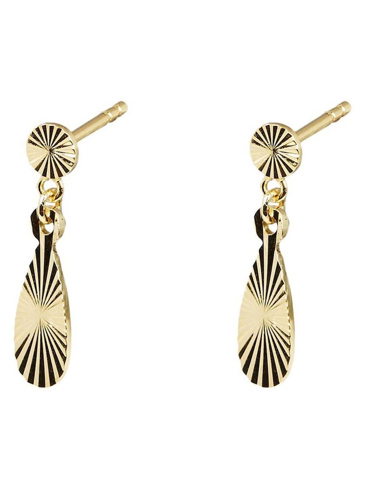 Oliver Bonas Gold Plated Antoinette Stud and Teardrop Drop Earrings - Image 1 of 6