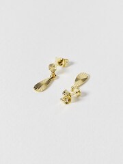 Oliver Bonas Gold Plated Antoinette Stud and Teardrop Drop Earrings - Image 4 of 6