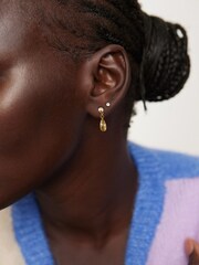 Oliver Bonas Gold Plated Antoinette Stud and Teardrop Drop Earrings - Image 6 of 6