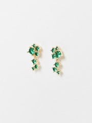 Oliver Bonas Green Zara Stem Stud Earrings - Image 2 of 6
