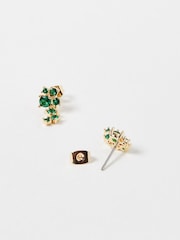 Oliver Bonas Green Zara Stem Stud Earrings - Image 4 of 6