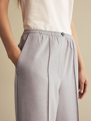 Grey Brushed Elasticated Waist Wide Leg Trousers - Image 5 of 7