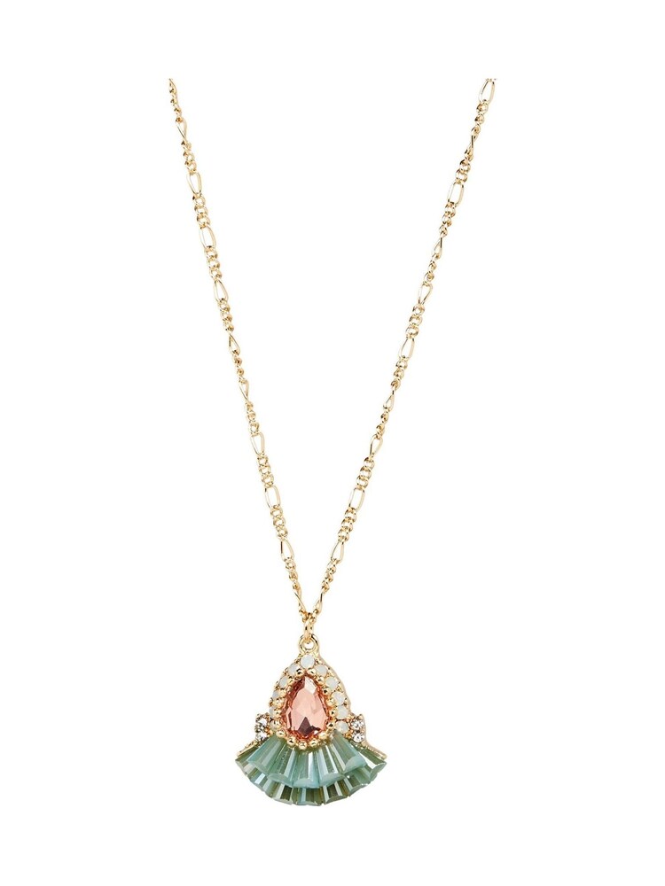 Oliver Bonas Green Jovie Aqua Fan Beads Drop Pendant Necklace - Image 2 of 6