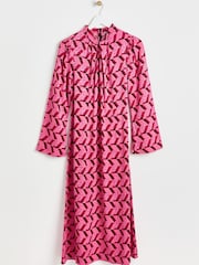 Oliver Bonas Pink Geometric Knot Front Midi Dress - Image 4 of 8