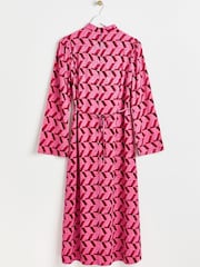 Oliver Bonas Pink Geometric Knot Front Midi Dress - Image 5 of 8