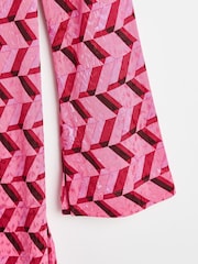 Oliver Bonas Pink Geometric Knot Front Midi Dress - Image 7 of 8