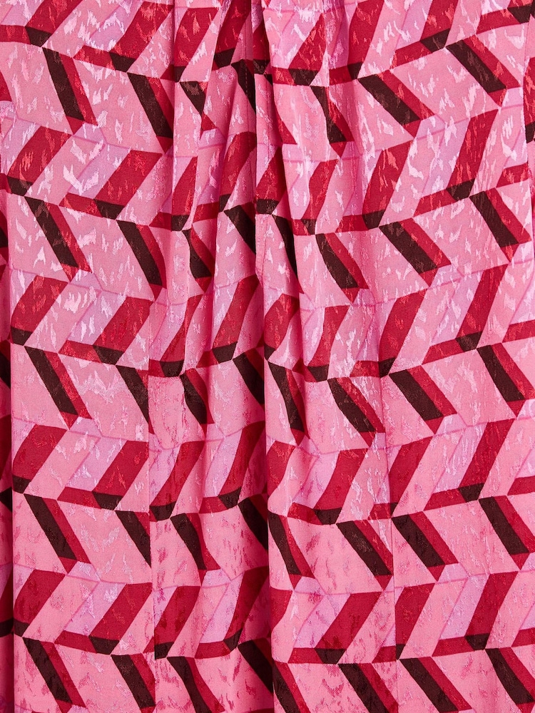 Oliver Bonas Pink Geometric Knot Front Midi Dress - Image 8 of 8 Oliver Bonas Pink Geometric Knot Front Midi Dress - Image 8 of 8