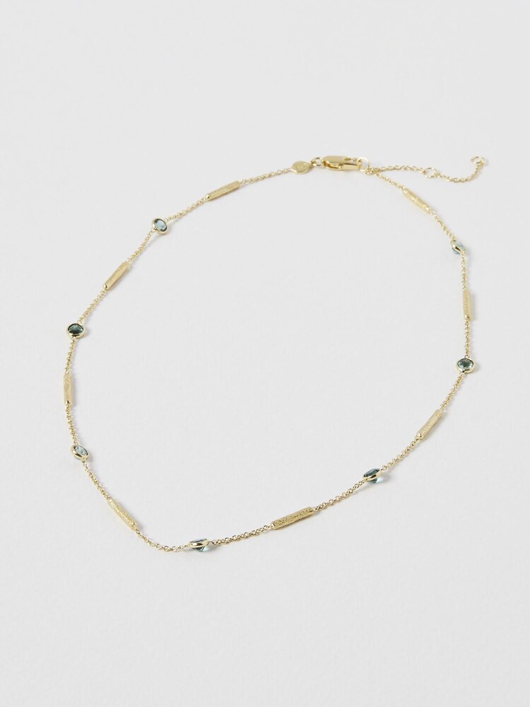Oliver Bonas Green Katelyn Tourmaline & Bar Gold Plated Chain Necklace - Image 2 of 5 Oliver Bonas Green Katelyn Tourmaline & Bar Gold Plated Chain Necklace - Image 2 of 5