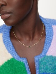 Oliver Bonas Green Katelyn Tourmaline & Bar Gold Plated Chain Necklace - Image 5 of 5