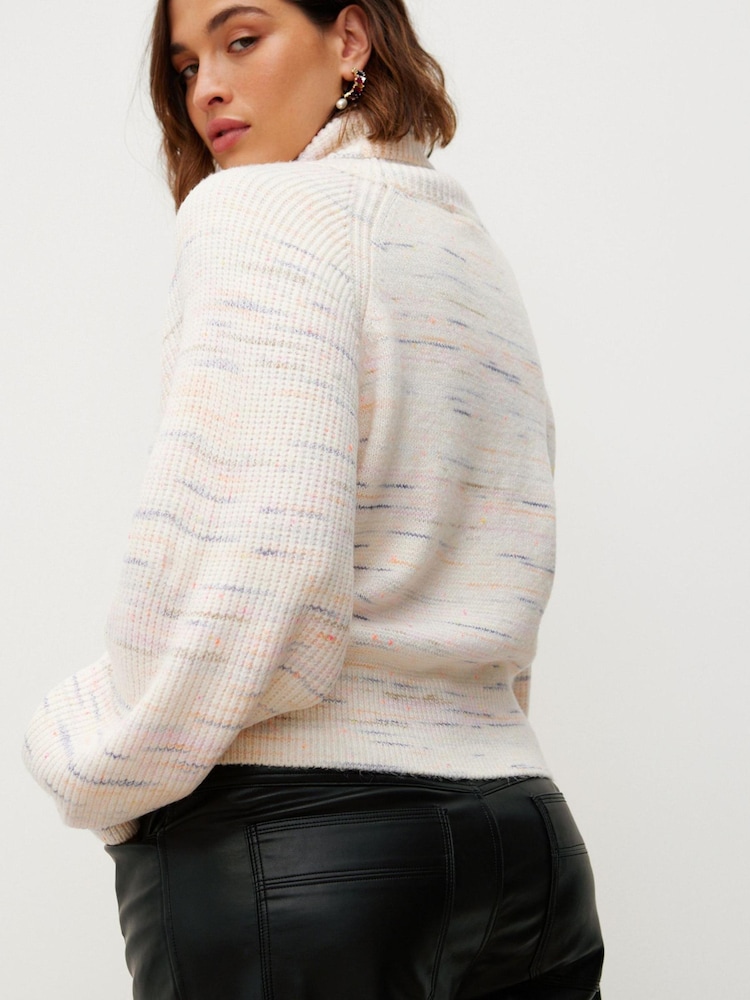 Oliver Bonas Cream Nepped Roll Neck Knitted Jumper - Image 2 of 8
