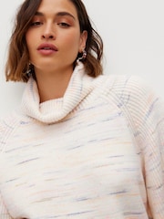 Oliver Bonas Cream Nepped Roll Neck Knitted Jumper - Image 3 of 8