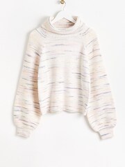 Oliver Bonas Cream Nepped Roll Neck Knitted Jumper - Image 4 of 8