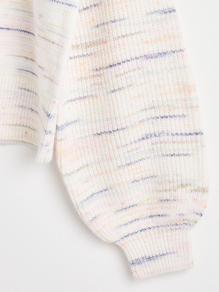Oliver Bonas Cream Nepped Roll Neck Knitted Jumper - Image 8 of 8