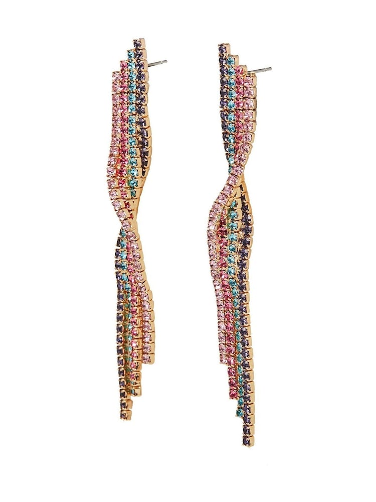 Oliver Bonas Gold Tone Serafina Multi Twisted Tassel Earrings - Image 1 of 6