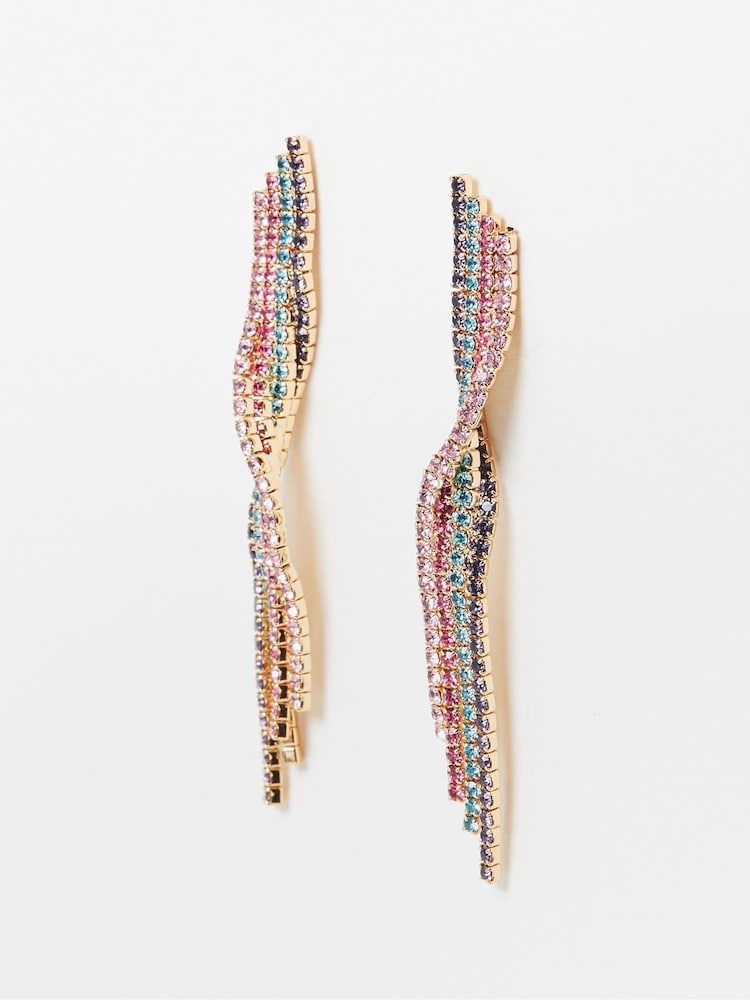 Oliver Bonas Gold Tone Serafina Multi Twisted Tassel Earrings - Image 2 of 6