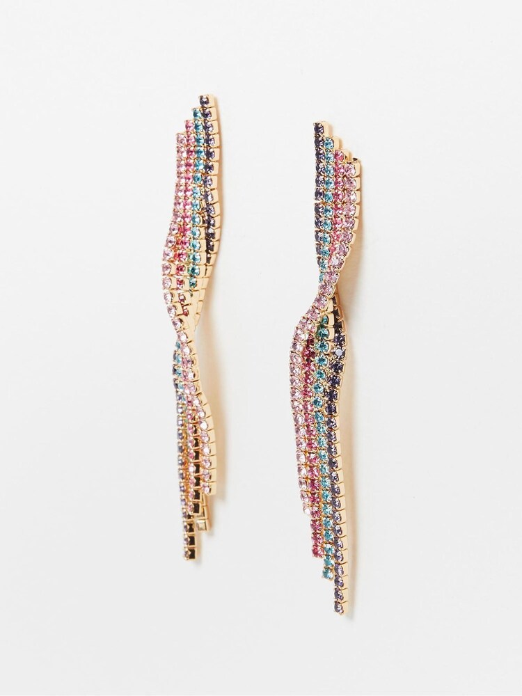 Oliver Bonas Gold Tone Serafina Multi Twisted Tassel Earrings - Image 2 of 6 Oliver Bonas Gold Tone Serafina Multi Twisted Tassel Earrings - Image 2 of 6
