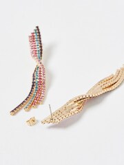 Oliver Bonas Gold Tone Serafina Multi Twisted Tassel Earrings - Image 5 of 6