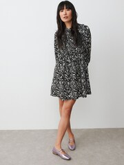 Oliver Bonas Black Swirl Mini Dress - Image 3 of 8