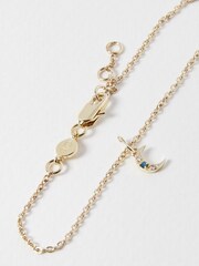 Oliver Bonas Gold Plated/Green Adinia Crescent Moon Chain Bracelet - Image 3 of 6