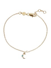 Oliver Bonas Gold Plated/Green Adinia Crescent Moon Chain Bracelet - Image 4 of 6