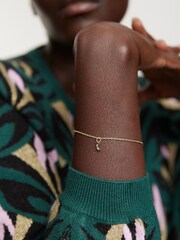 Oliver Bonas Gold Plated/Green Adinia Crescent Moon Chain Bracelet - Image 6 of 6