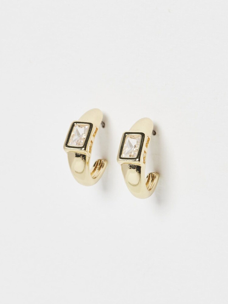 Oliver Bonas Gold Tone Gabriella Glass Stone Hoop Earrings - Image 1 of 6 Oliver Bonas Gold Tone Gabriella Glass Stone Hoop Earrings - Image 1 of 6