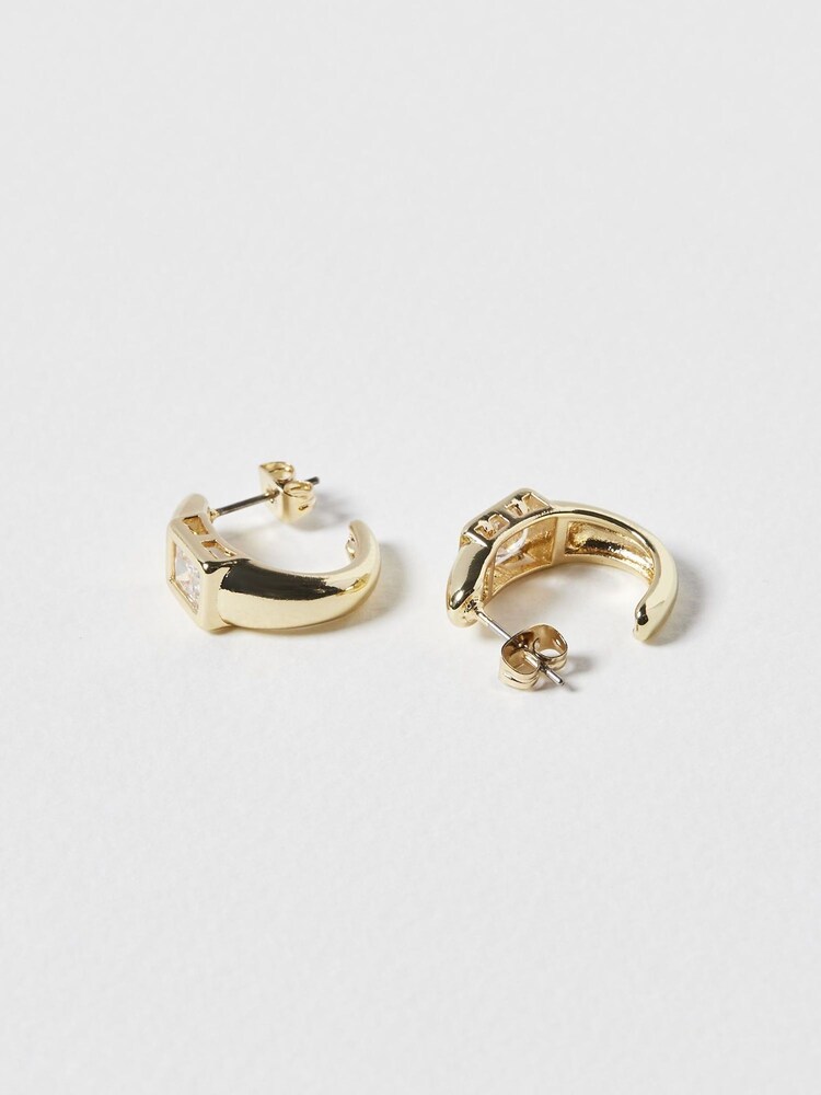 Oliver Bonas Gold Tone Gabriella Glass Stone Hoop Earrings - Image 2 of 6 Oliver Bonas Gold Tone Gabriella Glass Stone Hoop Earrings - Image 2 of 6