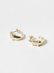 Oliver Bonas Gold Tone Gabriella Glass Stone Hoop Earrings - Image 3 of 6