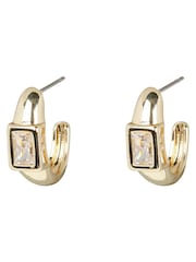 Oliver Bonas Gold Tone Gabriella Glass Stone Hoop Earrings - Image 4 of 6