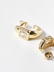 Oliver Bonas Gold Tone Gabriella Glass Stone Hoop Earrings - Image 5 of 6