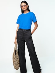Braun - Utility Belted Wide Leg 100% Cotton Cargo Trousers - Bild 1 von 6