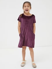 FatFace Purple Simone Velvet Dress - Image 1 of 4