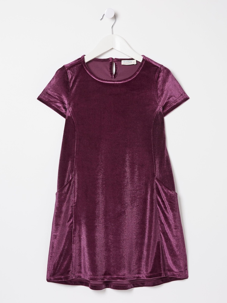 FatFace Purple Simone Velvet Dress - Image 4 of 4