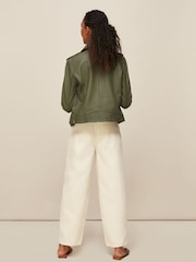 Whistles Green Agnes Pocket Leather Jacket - Image 3 of 4