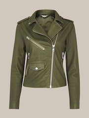 Whistles Green Agnes Pocket Leather Jacket - Image 4 of 4