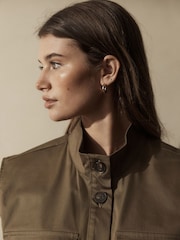 Khaki Green Utility Sleeveless 100% Cotton Jacket - Image 4 of 6