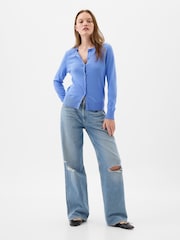 Gap Blue Cotton Crew Neck Cardigan - Image 1 of 2