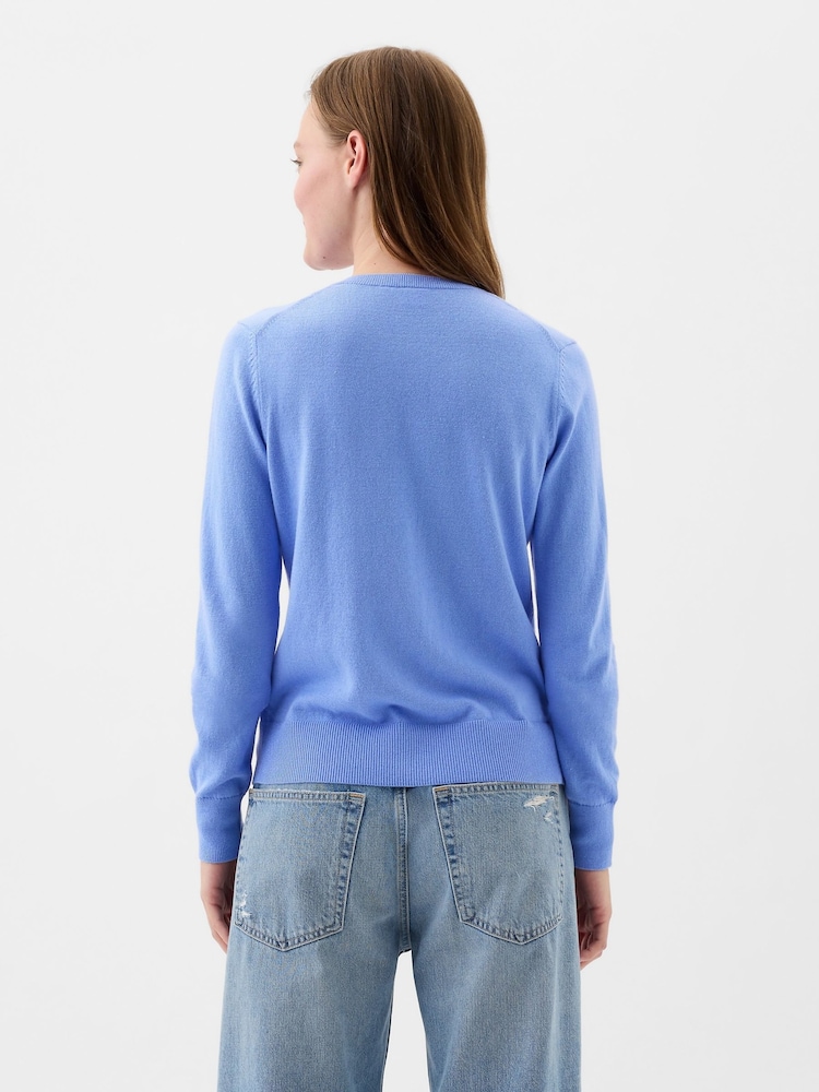 Gap Blue Cotton Crew Neck Cardigan - Image 2 of 2