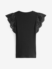 Schwarz - Gap Weiches Strick-Top mit Ösen und Flatterärmeln - Bild 4 von 7