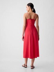 Gap Red Ruched Slip Midi Dress - Image 2 of 3