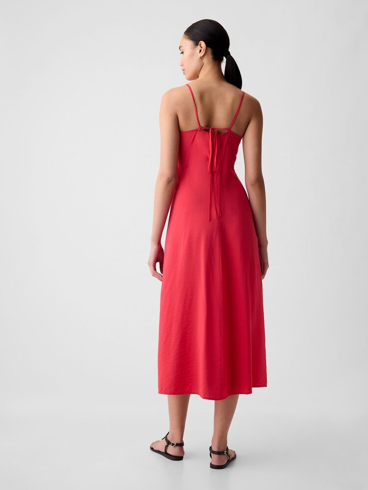 Gap Red Ruched Slip Midi Dress - Image 2 of 3 Gap Red Ruched Slip Midi Dress - Image 2 of 3