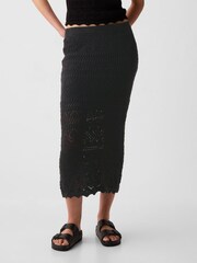 Gap Black Crochet Pull On Midi Skirt - Image 1 of 2